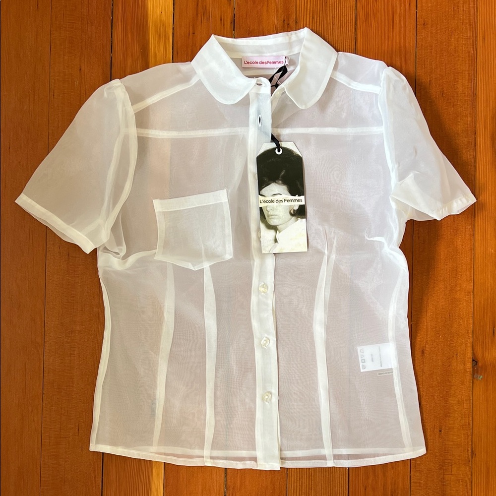 L’ecole des femmes sheer white chiffon blouse - NWT